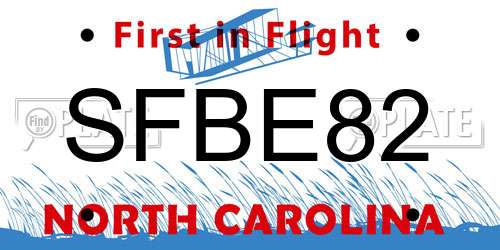 SFBE82 North Carolina License Plate