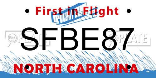 SFBE87 North Carolina License Plate