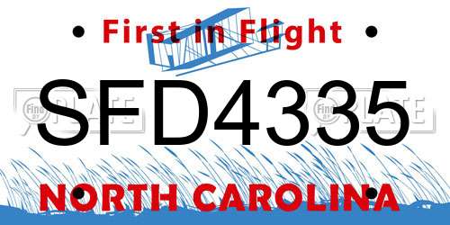 SFD4335 North Carolina License Plate