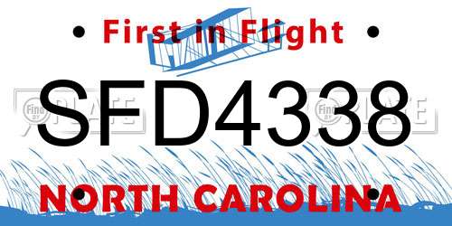 SFD4338 North Carolina License Plate