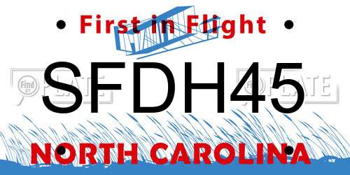 SFDH45 North Carolina License Plate