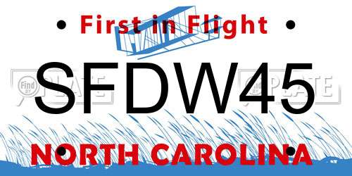 SFDW45 North Carolina License Plate