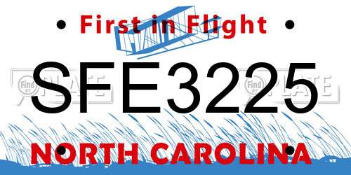SFE3225 North Carolina License Plate