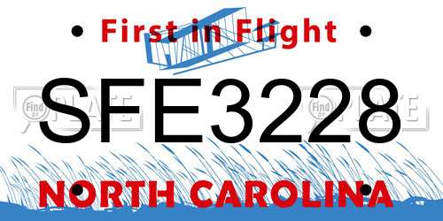 SFE3228 North Carolina License Plate