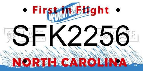 SFK2256 North Carolina License Plate