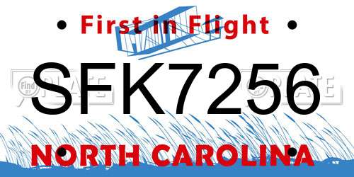 SFK7256 North Carolina License Plate
