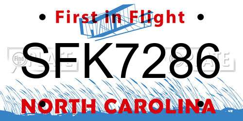 SFK7286 North Carolina License Plate