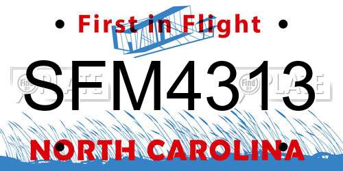 SFM4313 North Carolina License Plate