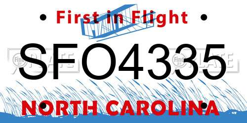 SFO4335 North Carolina License Plate