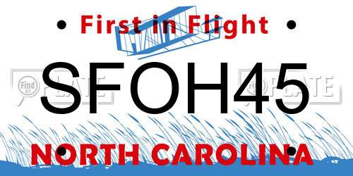 SFOH45 North Carolina License Plate