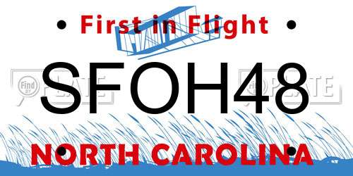 SFOH48 North Carolina License Plate