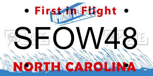 SFOW48 North Carolina License Plate