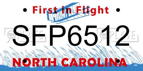 SFP6512 North Carolina License Plate