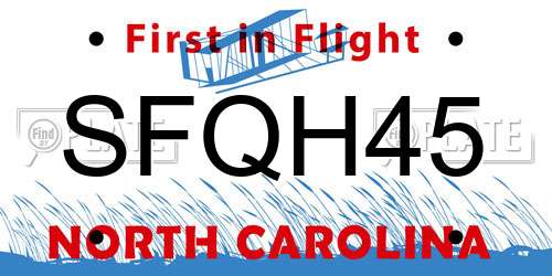 SFQH45 North Carolina License Plate