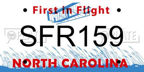 SFR159 North Carolina License Plate
