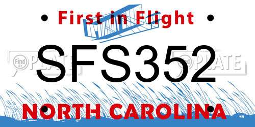 SFS352 North Carolina License Plate