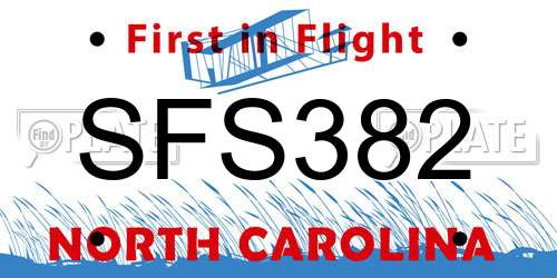 SFS382 North Carolina License Plate