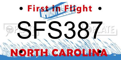 SFS387 North Carolina License Plate