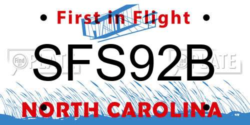 SFS92B North Carolina License Plate