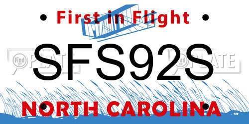SFS92S North Carolina License Plate