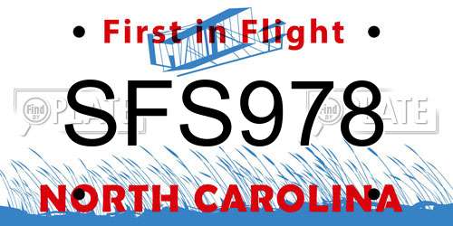 SFS978 North Carolina License Plate