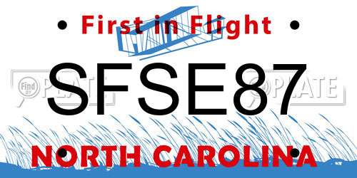 SFSE87 North Carolina License Plate
