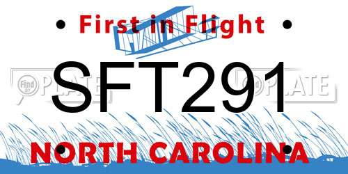 SFT291 North Carolina License Plate
