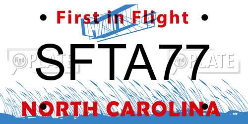 SFTA77 North Carolina License Plate