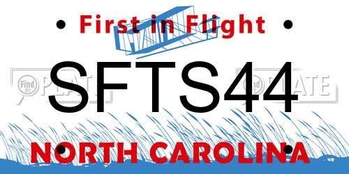 SFTS44 North Carolina License Plate
