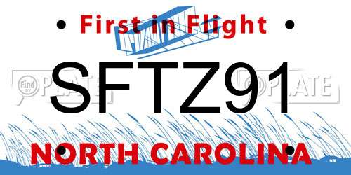 SFTZ91 North Carolina License Plate