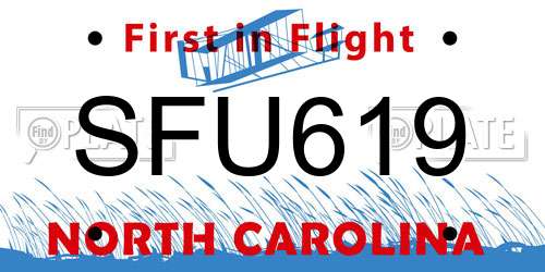 SFU619 North Carolina License Plate