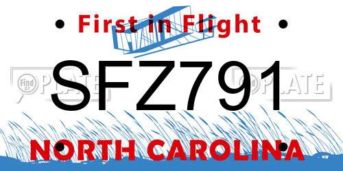 SFZ791 North Carolina License Plate