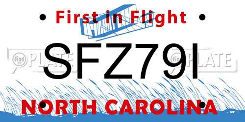 SFZ79I North Carolina License Plate