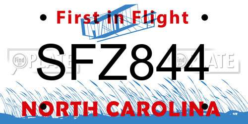 SFZ844 North Carolina License Plate