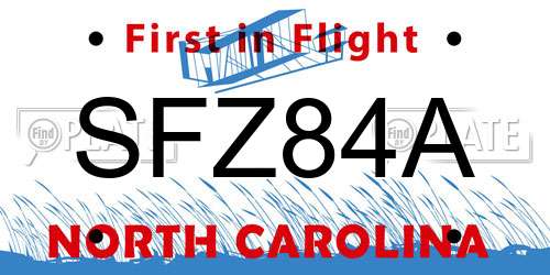 SFZ84A North Carolina License Plate