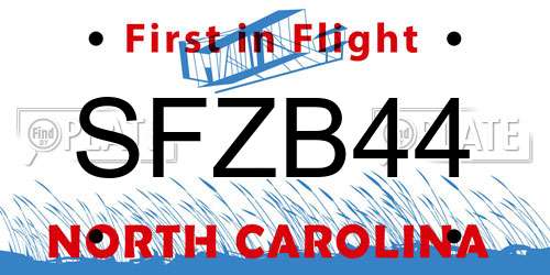 SFZB44 North Carolina License Plate