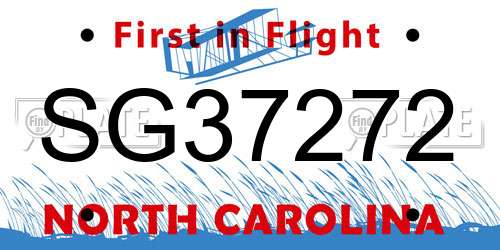 SG37272 North Carolina License Plate