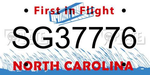 SG37776 North Carolina License Plate