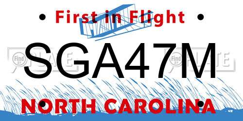SGA47M North Carolina License Plate