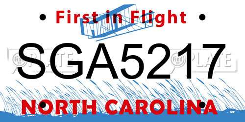 SGA5217 North Carolina License Plate