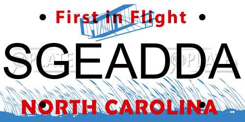 SGEADDA North Carolina License Plate