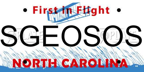 SGEOSOS North Carolina License Plate