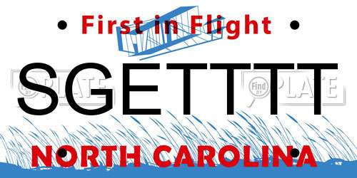 SGETTTT North Carolina License Plate