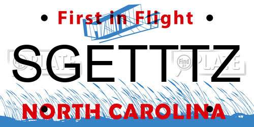 SGETTTZ North Carolina License Plate
