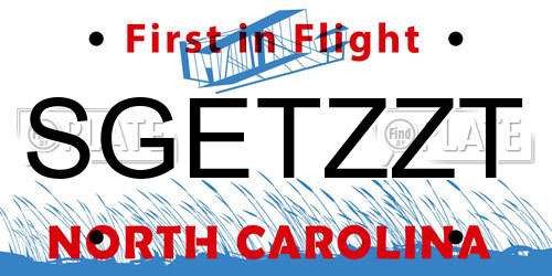 SGETZZT North Carolina License Plate