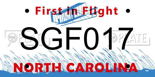 SGF017 North Carolina License Plate