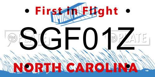 SGF01Z North Carolina License Plate