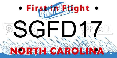 SGFD17 North Carolina License Plate