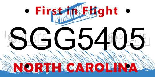 SGG5405 North Carolina License Plate