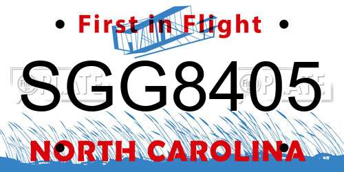 SGG8405 North Carolina License Plate